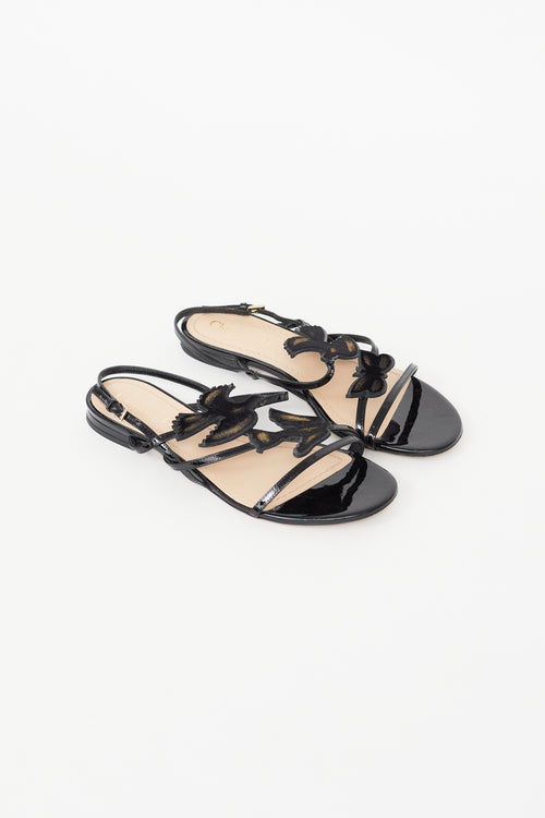 Dior Black Patent Patch Strappy Sandal