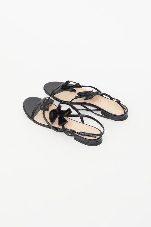 Dior Black Patent Patch Strappy Sandal