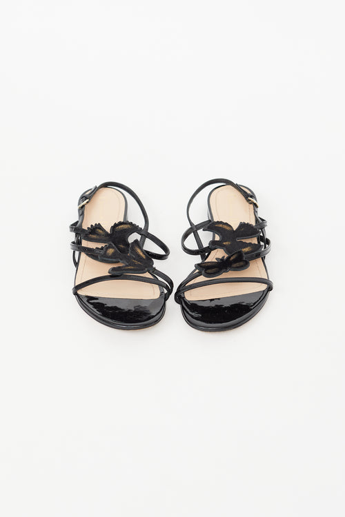 Dior Black Patent Patch Strappy Sandal