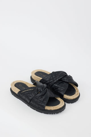 Dior Black Cannage Quilted D-Twist Espadrille Slide