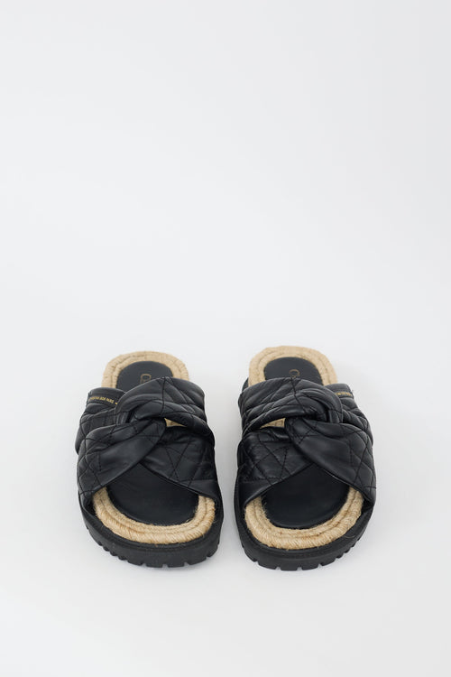 Dior Black Cannage Quilted D-Twist Espadrille Slide