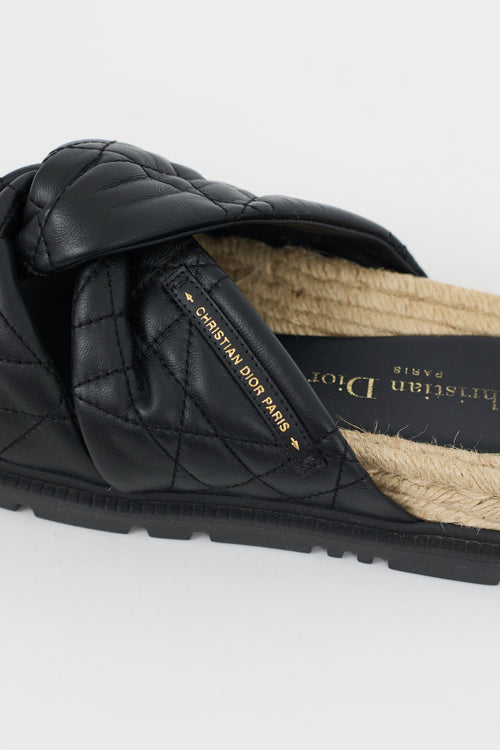 Dior Black Cannage Quilted D-Twist Espadrille Slide