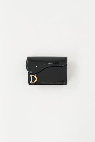 Dior Black Patent Leather Saddle Wallet