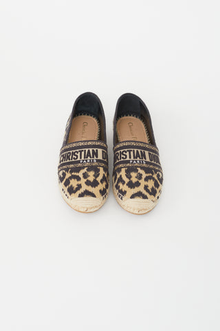 Dior Black 
Brown Granville Pattern Espadrille Flat