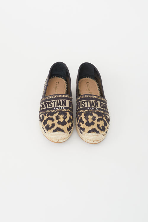 Dior Black 
Brown Granville Pattern Espadrille Flat