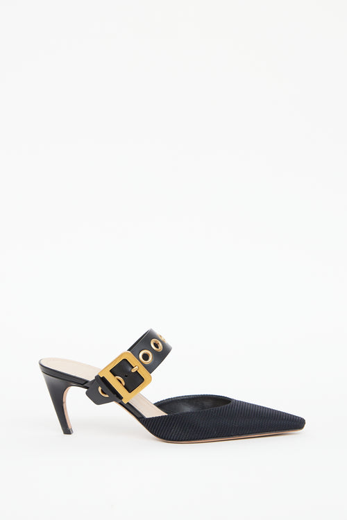 Dior Black D-Dior Technical Fabric Heeled Mule