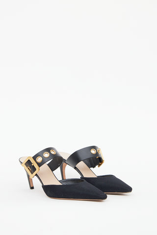 Dior Black D-Dior Technical Fabric Heeled Mule