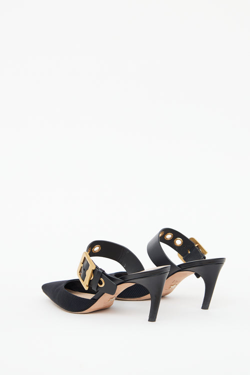 Dior Black D-Dior Technical Fabric Heeled Mule