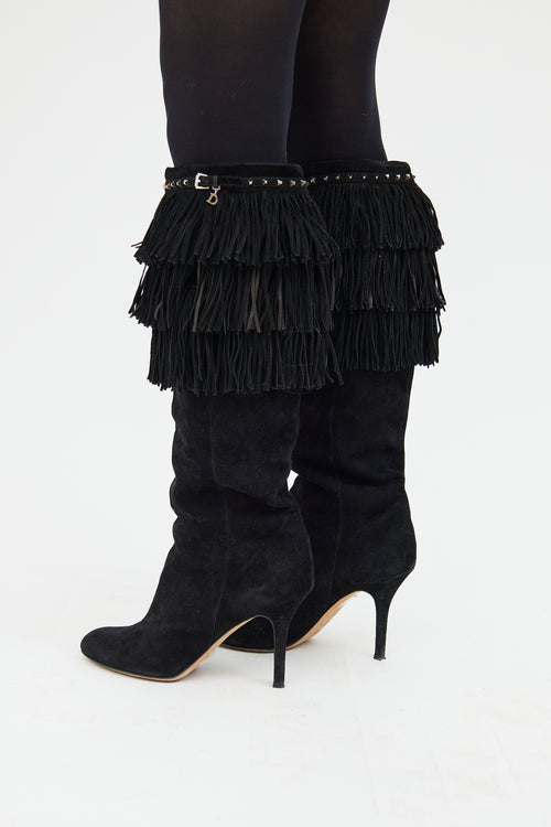 Suede Stud 
Fringe Boot