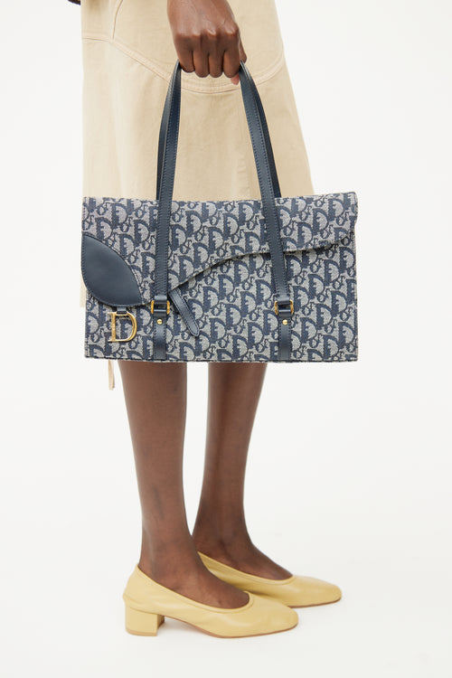 Dior Navy Trotter Canvas Shoulder Bag