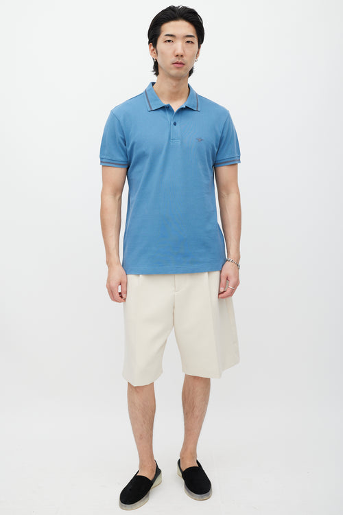 Dior Blue 
Grey Embroidered Polo