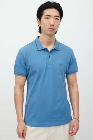 Dior Blue 
Grey Embroidered Polo