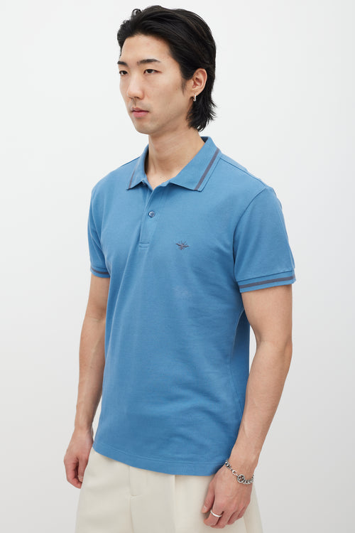 Dior Blue 
Grey Embroidered Polo