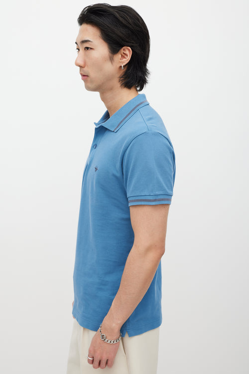 Dior Blue 
Grey Embroidered Polo