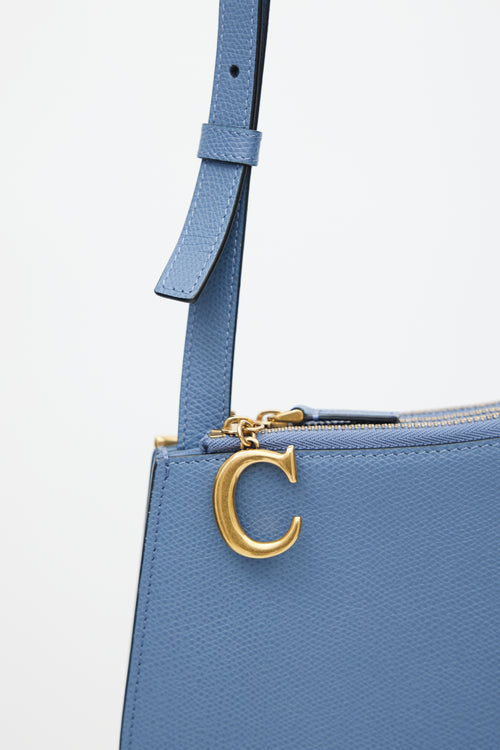 Dior Blue Leather Saddle Triple Zip Crossbody Bag