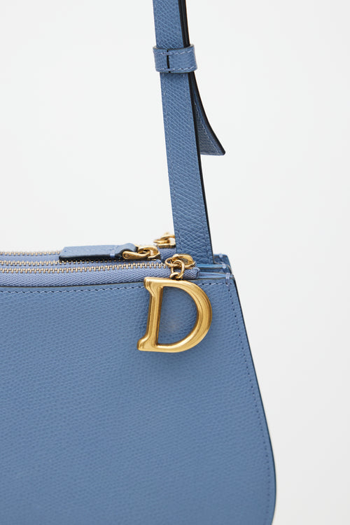 Dior Blue Leather Saddle Triple Zip Crossbody Bag