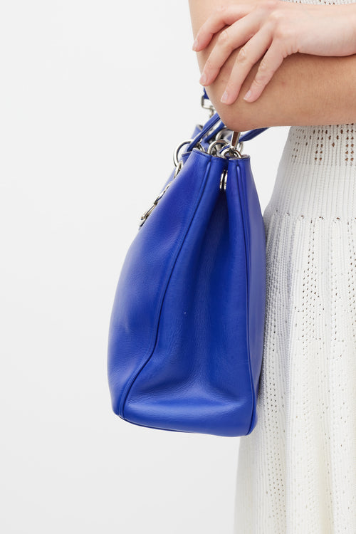 Dior Blue 
Silver Leather Diorissimo  Tote