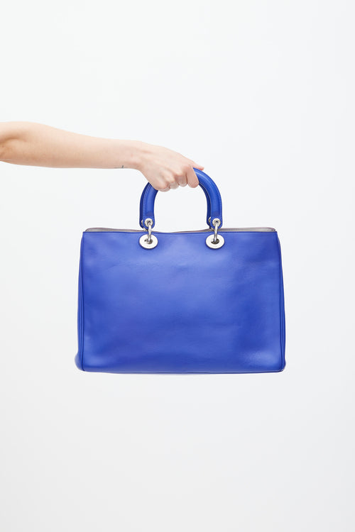 Dior Blue 
Silver Leather Diorissimo  Tote