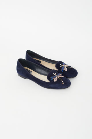 Dior Blue Suede Dragonfly Ballet Flat