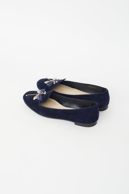 Dior Blue Suede Dragonfly Ballet Flat