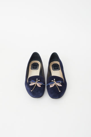 Dior Blue Suede Dragonfly Ballet Flat