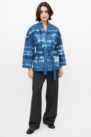 Dior Blue Tie Dye Wrap Jacket