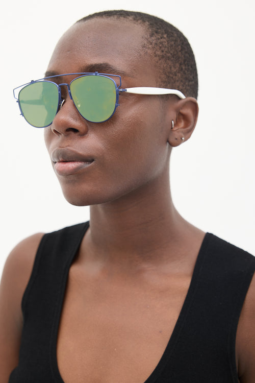 Dior Blue 
White DiorTechnologic Circular Sunglasses