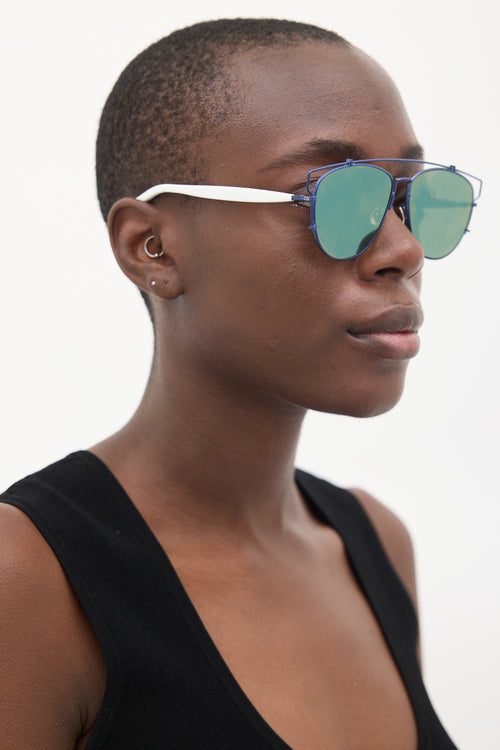 Dior Blue 
White DiorTechnologic Circular Sunglasses