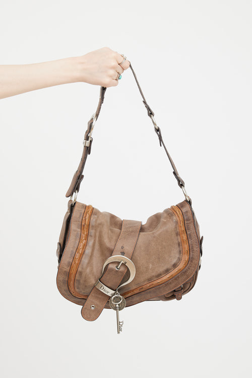 Dior 2006 Brown Leather Gaucho Saddle Shoulder Bag