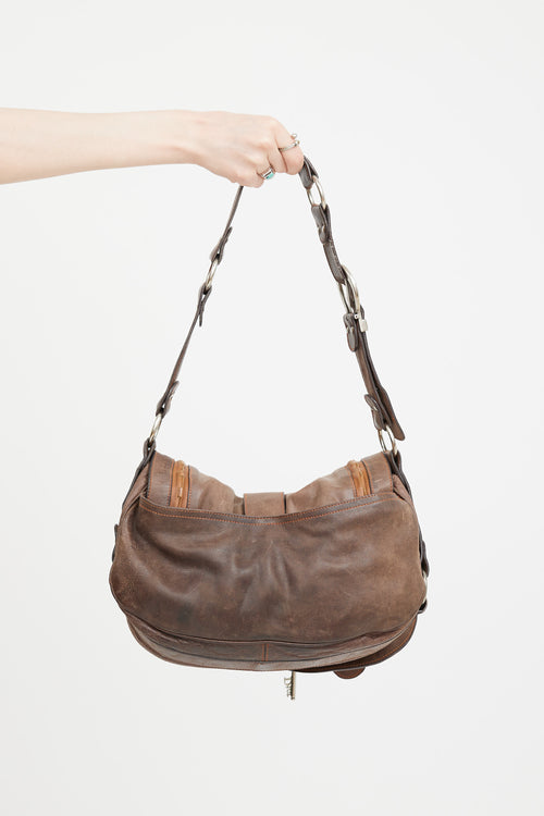 Dior 2006 Brown Leather Gaucho Saddle Shoulder Bag