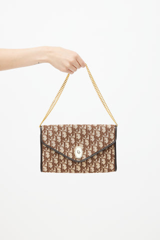 Dior Brown 
Gold Monogram Trotter Shoulder Bag