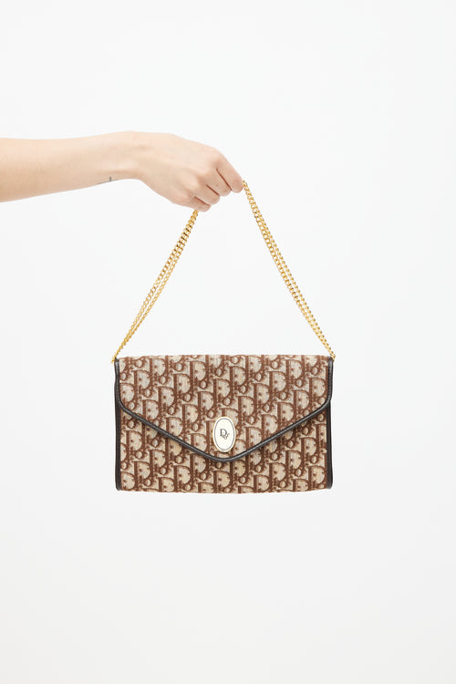 Dior Brown 
Gold Monogram Trotter Shoulder Bag