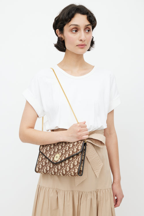 Dior Brown 
Gold Monogram Trotter Shoulder Bag