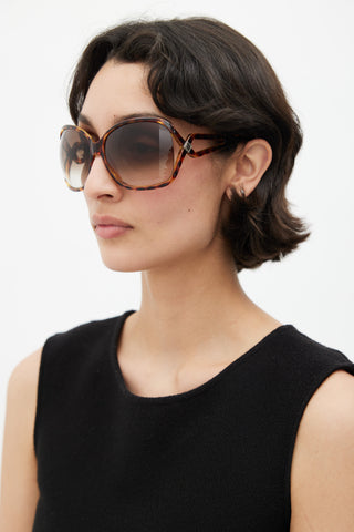 Dior Brown Madrague V08JS Oversized Sunglasses