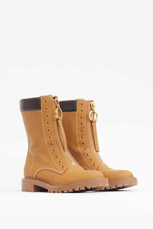 Dior Brown Nubuck Zipped  Boot