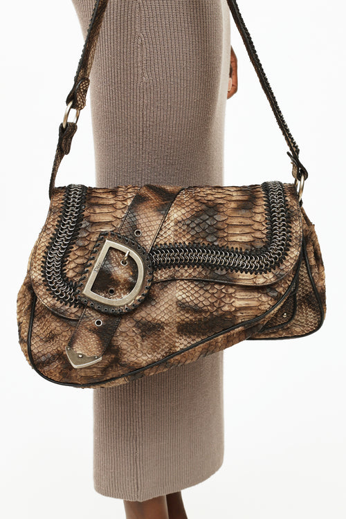 Dior Python Embossed Gaucho Double Saddle Bag