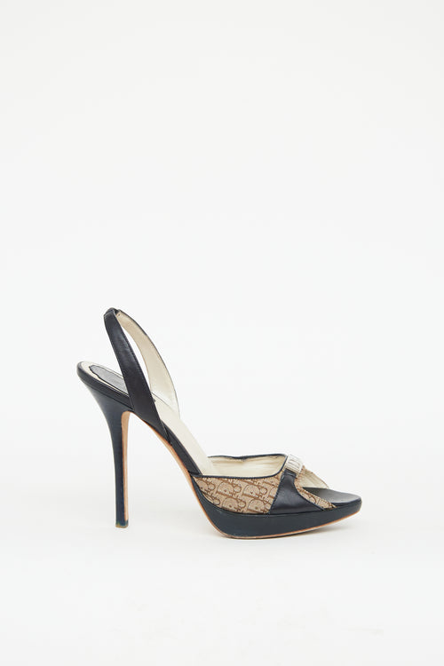 Dior Brown 
Black Monogram Diorissimo Slingback Heel