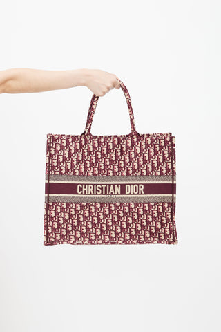 Dior Burgundy Oblique Jacquard Large Book Tote