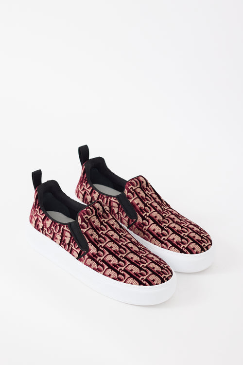 Dior Burgundy Velvet Oblique Monogram Solar Sneaker