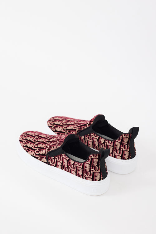 Dior Burgundy Velvet Oblique Monogram Solar Sneaker