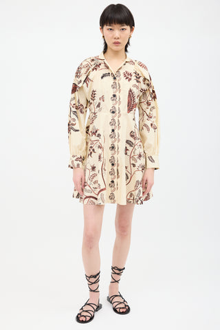 Dior Cream 
Burgundy Paisley A-Line Dress