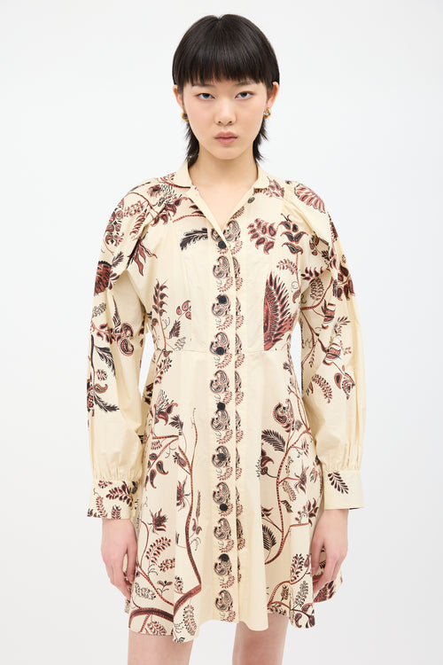 Dior Cream 
Burgundy Paisley A-Line Dress