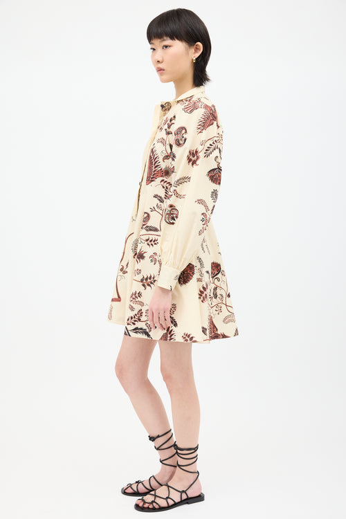 Dior Cream 
Burgundy Paisley A-Line Dress