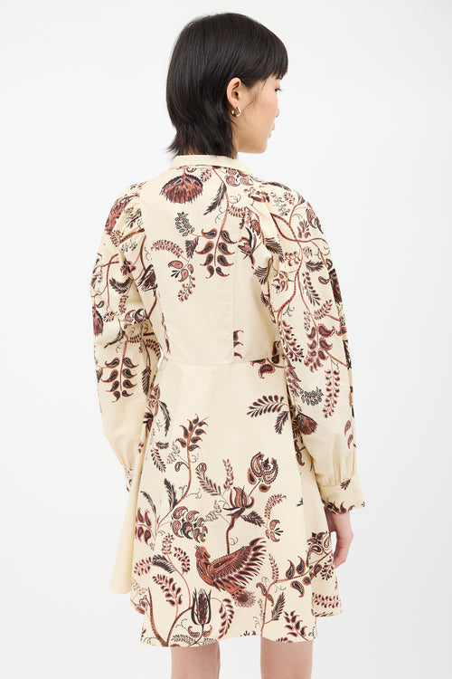 Dior Cream 
Burgundy Paisley A-Line Dress