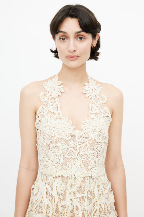 Dior Cream Eyelet Halter Dress