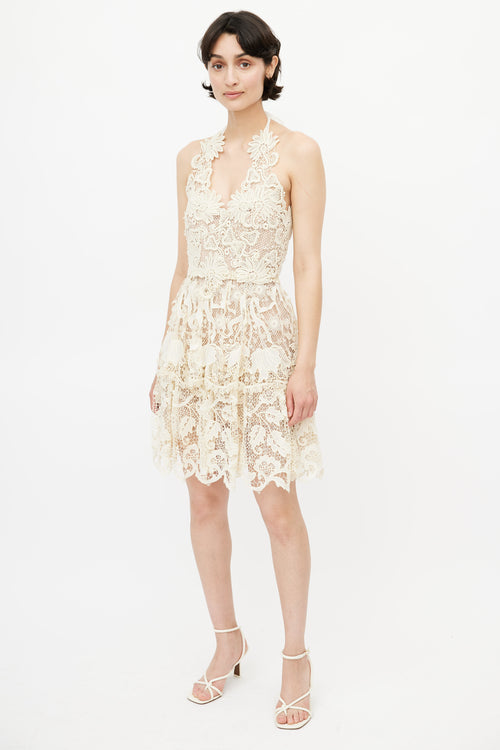 Dior Cream Eyelet Halter Dress