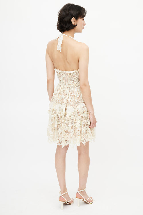 Dior Cream Eyelet Halter Dress