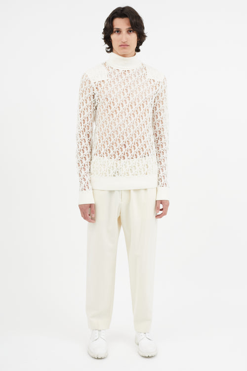 Dior Cream Oblique Sheer Turtleneck