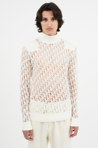 Dior Cream Oblique Sheer Turtleneck