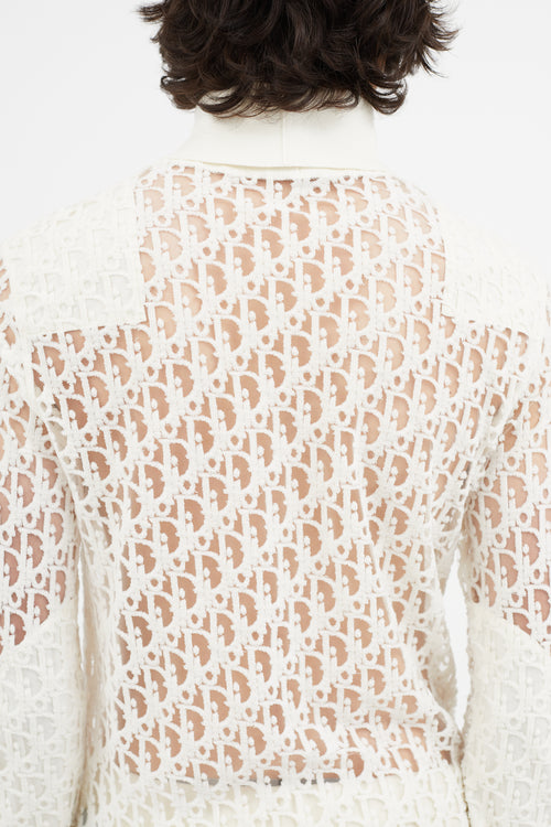 Dior Cream Oblique Sheer Turtleneck